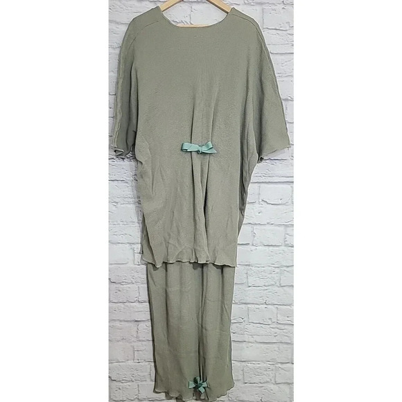GARB Waffle Weave Dress Set Womens Size M/L Maxi Dress Top Green Lagenlook Boho - Picture 2 of 11
